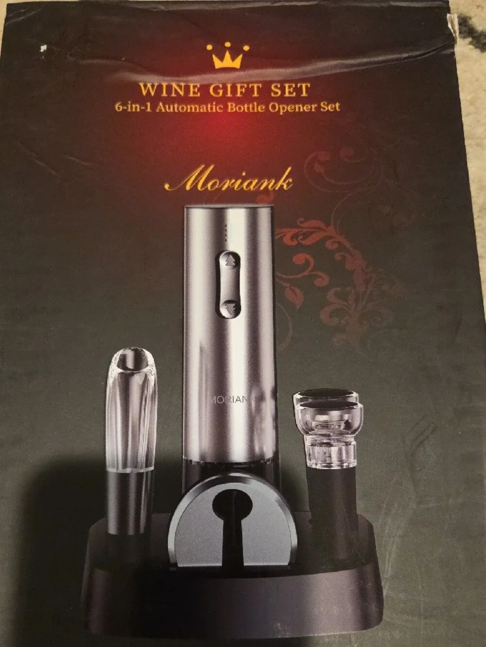 Moriank 6-in-1 Wine Gift Set - Silver & Black